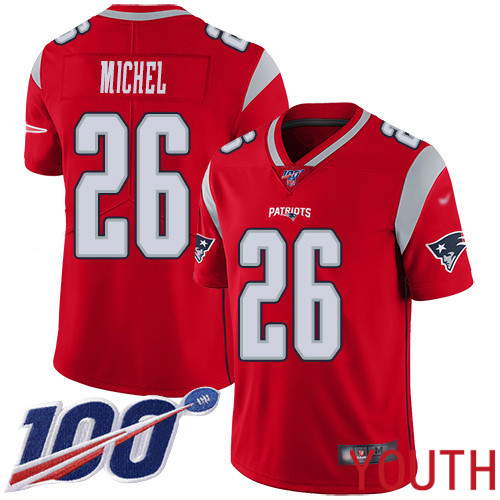 New England Patriots Football #26 100th Season Inverted Legend Limited Red Youth Sony Michel NFL Jersey->women nfl jersey->Women Jersey